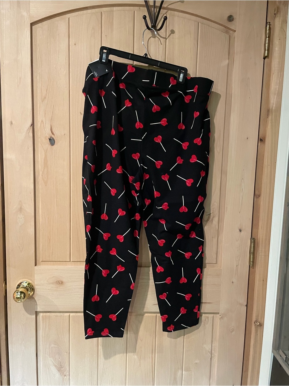 torrid Black Leggings with Red Heart Lollipop Print